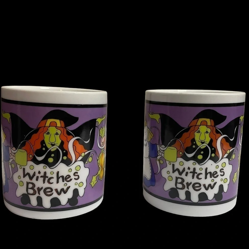 2 matching Witches Brew Halloween Coffee Mug cup